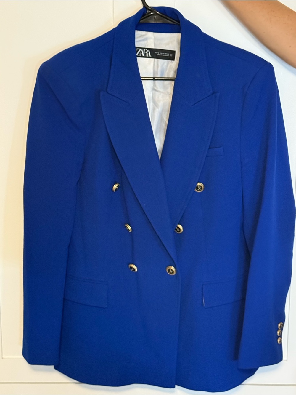 Zara Royal Blue Double-Breasted Blazer with Gold Buttons
